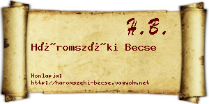 Háromszéki Becse névjegykártya